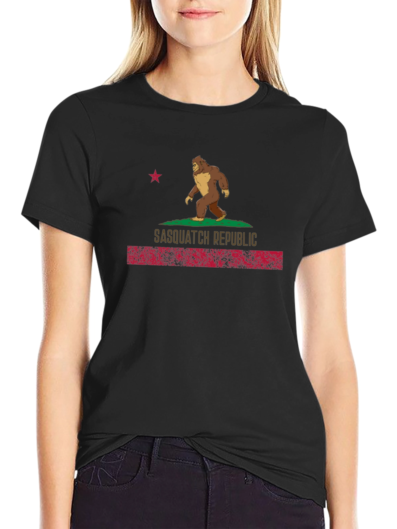Sasquatch Republic Graphic Tee - Black Crew Neck T-Shirt