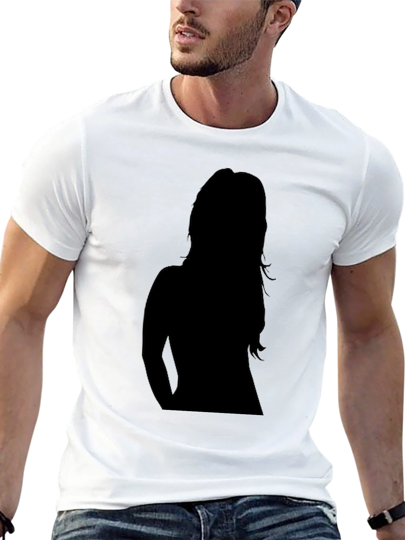 Silhouette Graphic Tee - Stylish Black Cotton T-Shirt