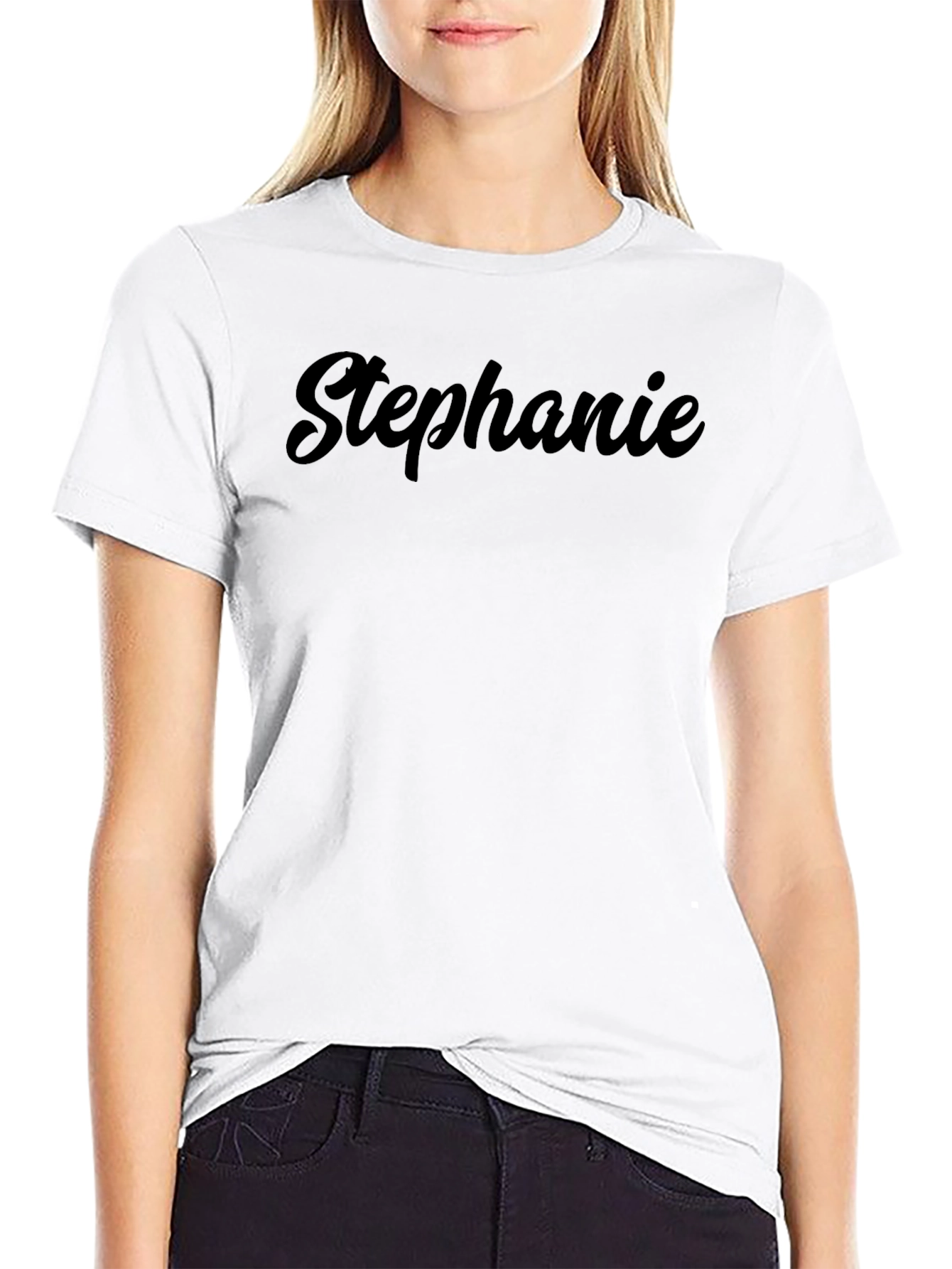 Stephanie Custom Name Black T-Shirt