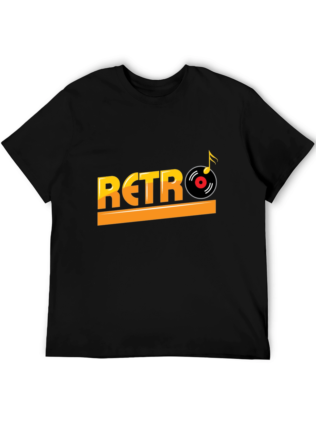 Retro Music Style Black T-Shirt