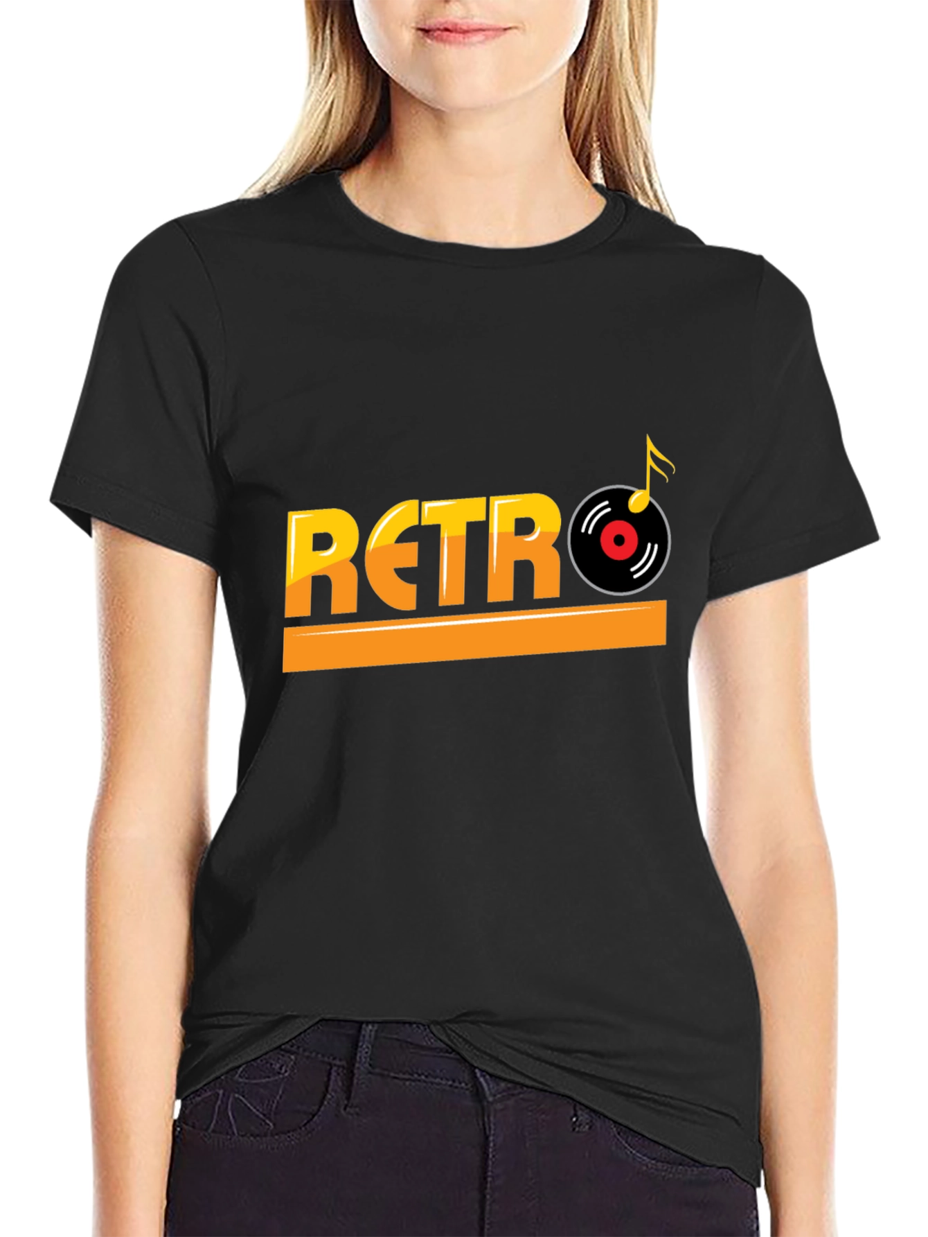 Retro Music Style Black T-Shirt