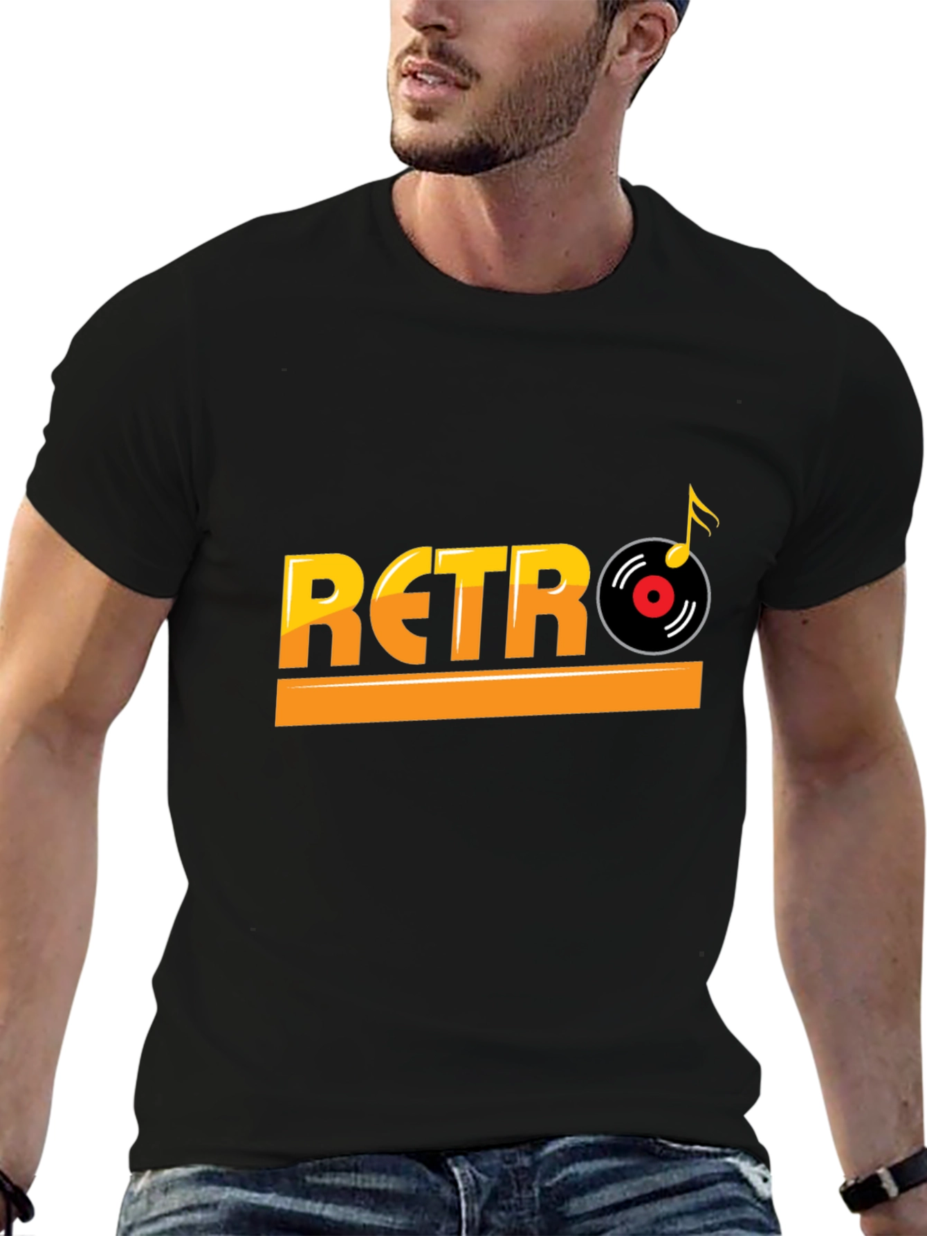 Retro Music Style Black T-Shirt