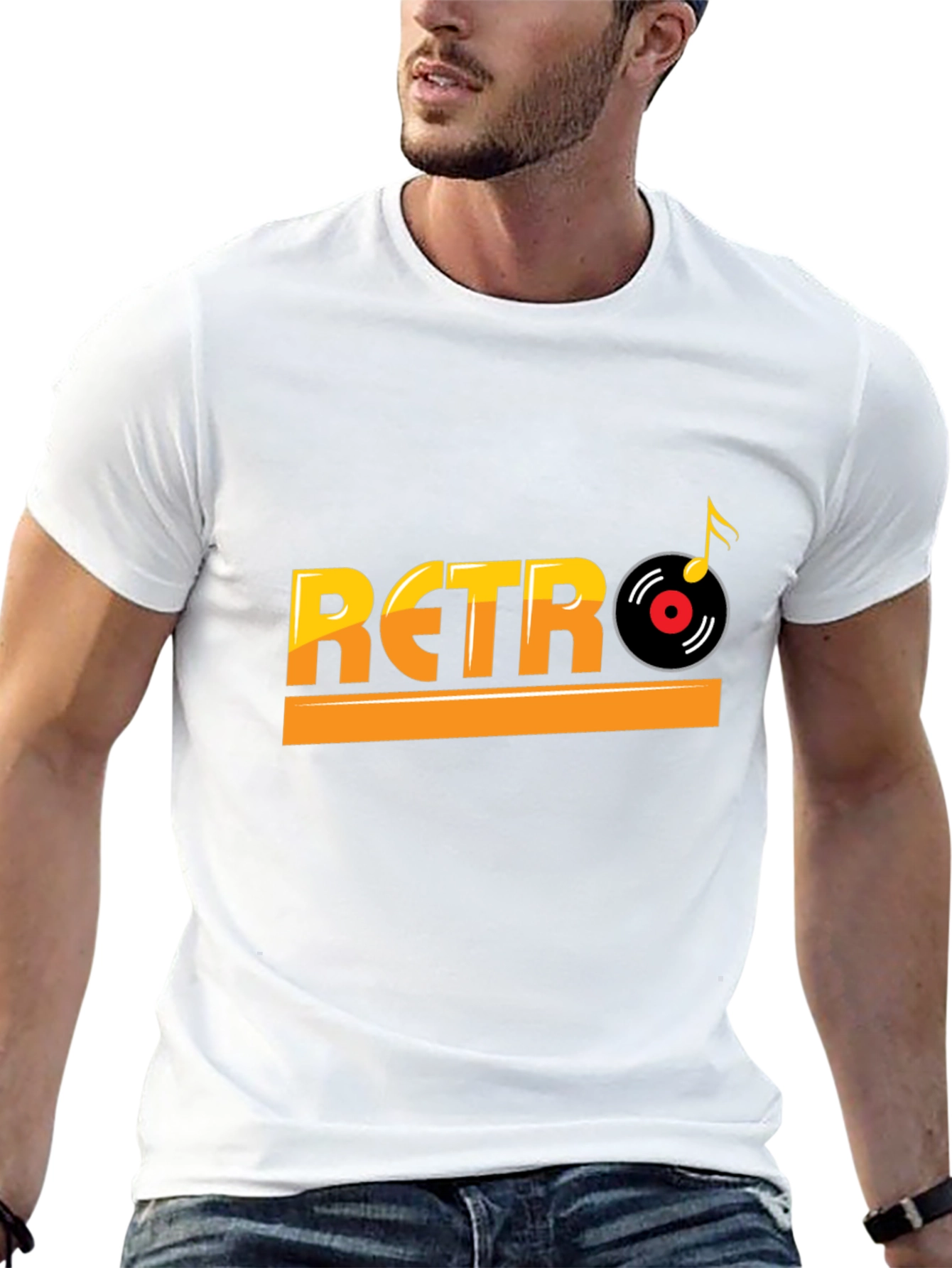 Retro Music Style Black T-Shirt