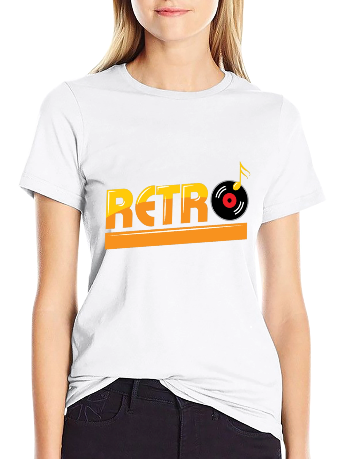 Retro Music Style Black T-Shirt