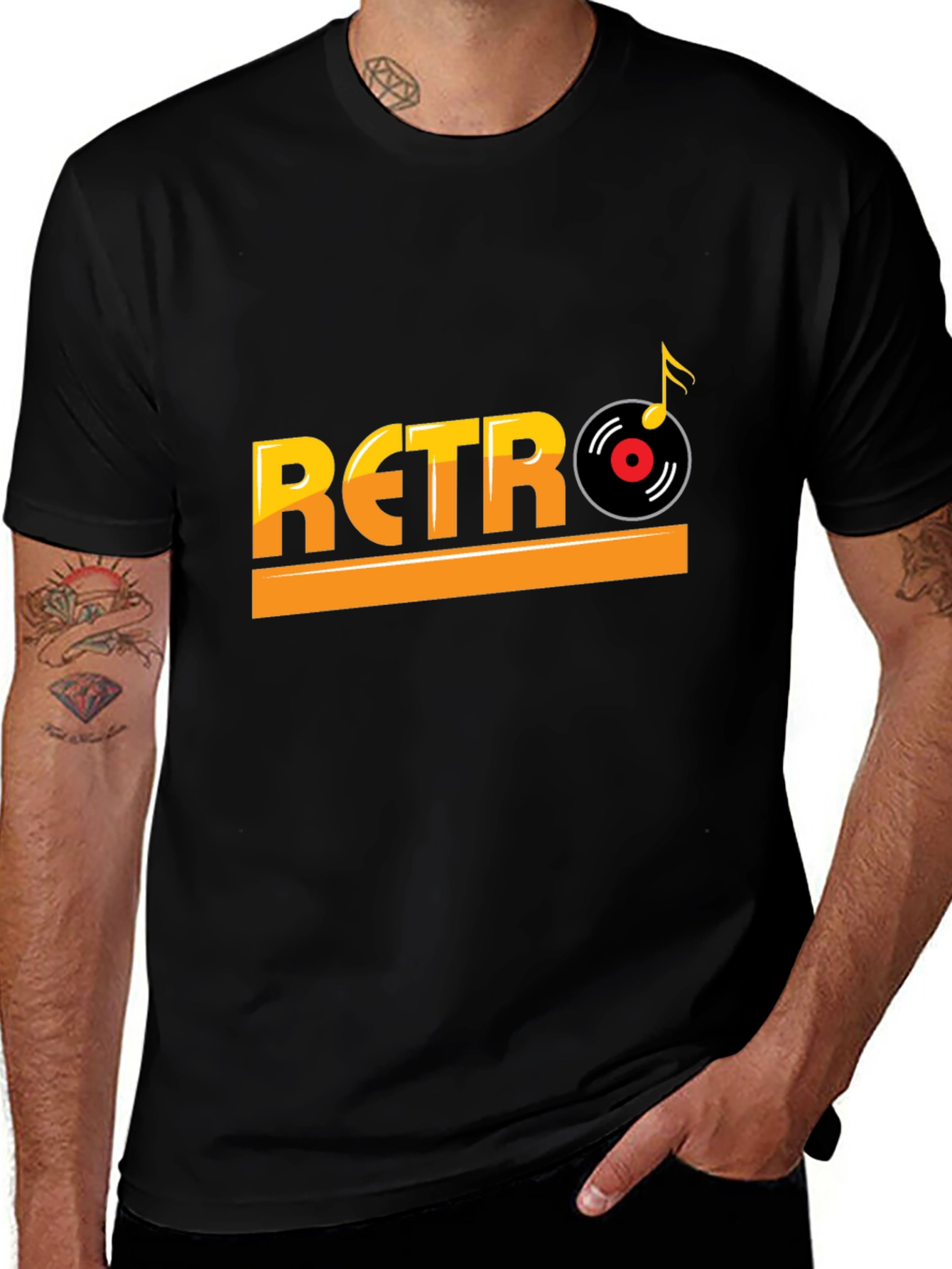 Retro Music Style Black T-Shirt