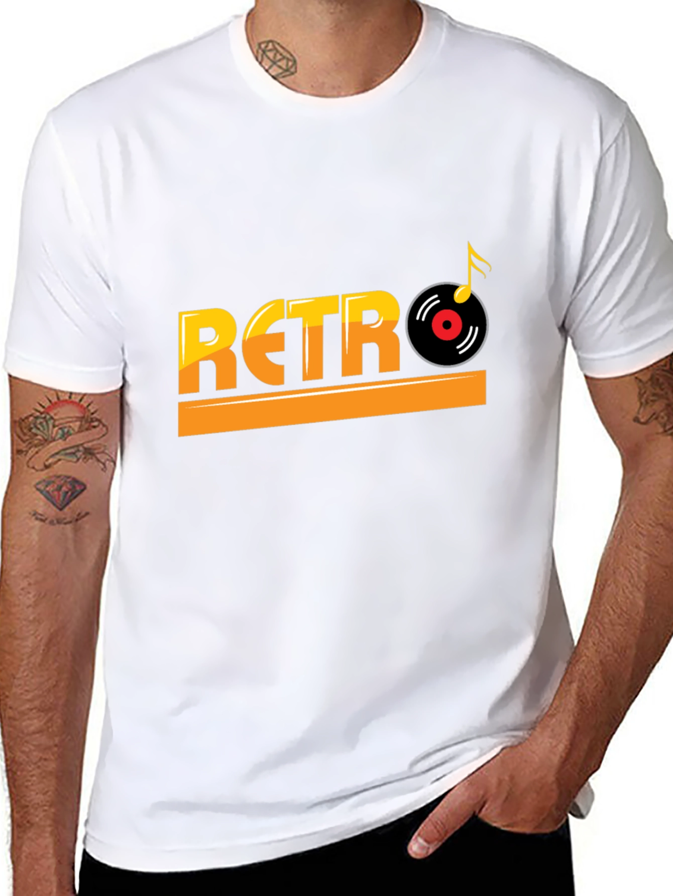 Retro Music Style Black T-Shirt