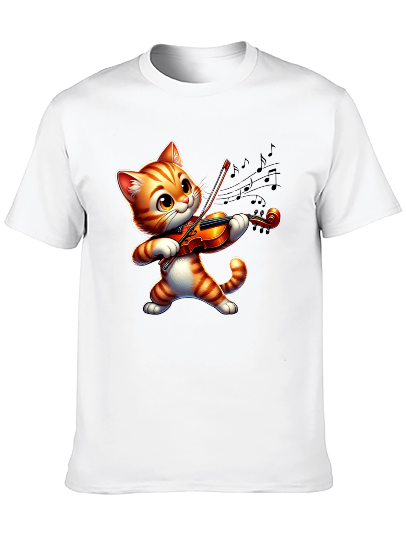 Cute Cat Playing Violin T-Shirt - Fun Musical Design
