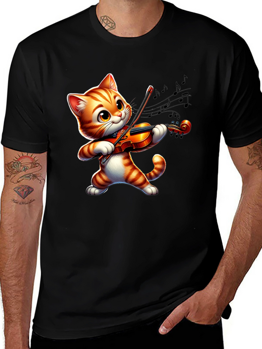 Cute Cat Playing Violin T-Shirt - Fun Musical Design