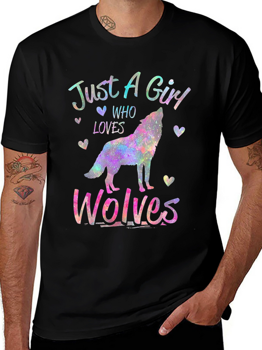 Just A Girl Who Loves Wolves T-Shirt - Galaxy Print