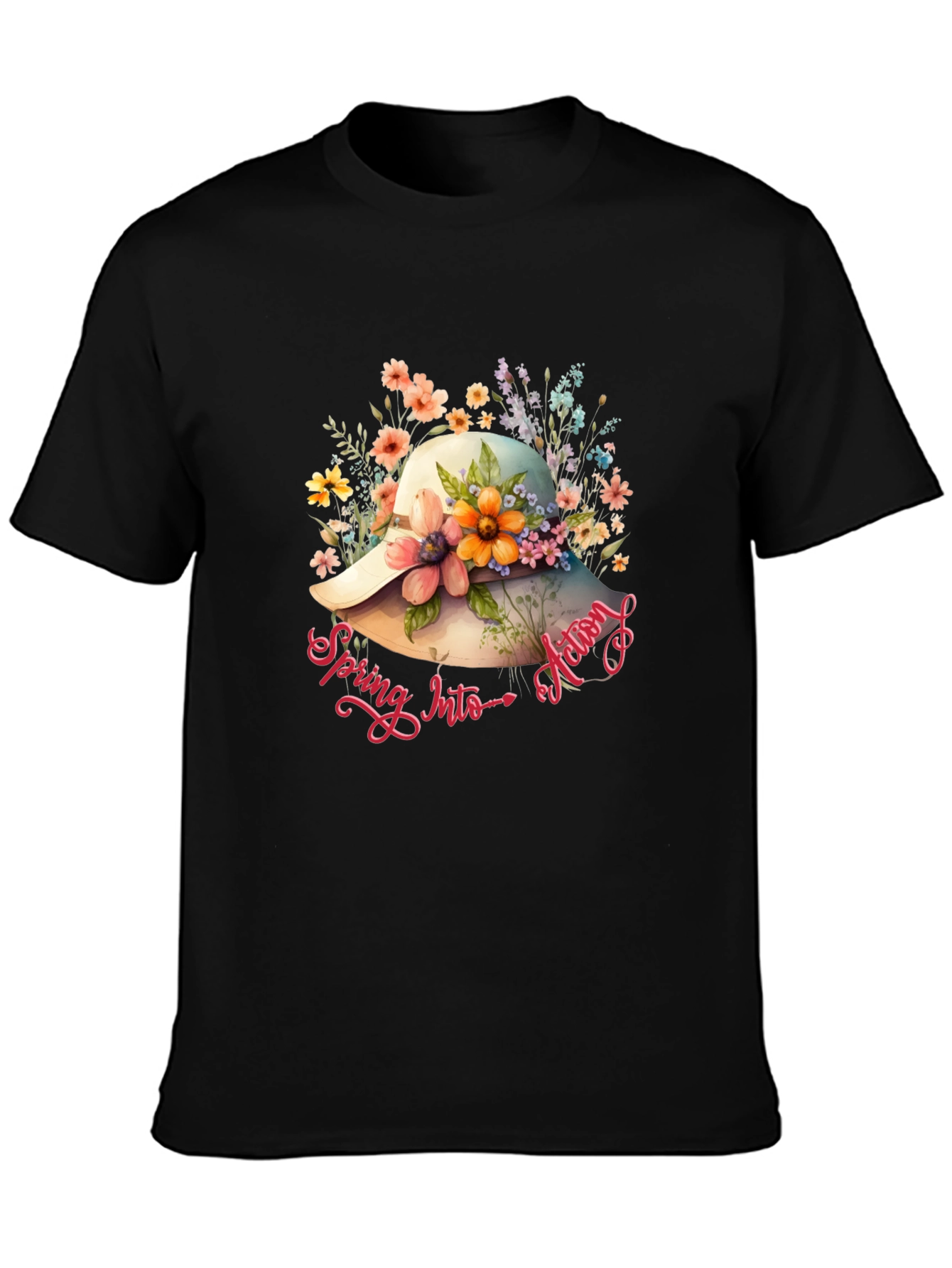 Floral Hat Spring Action T-Shirt