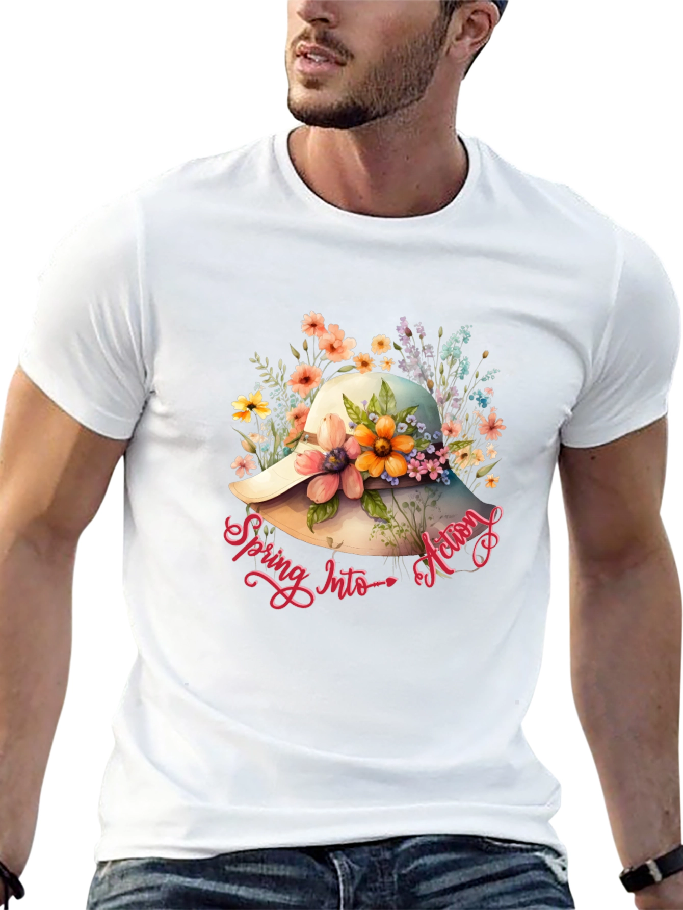 Floral Hat Spring Action T-Shirt