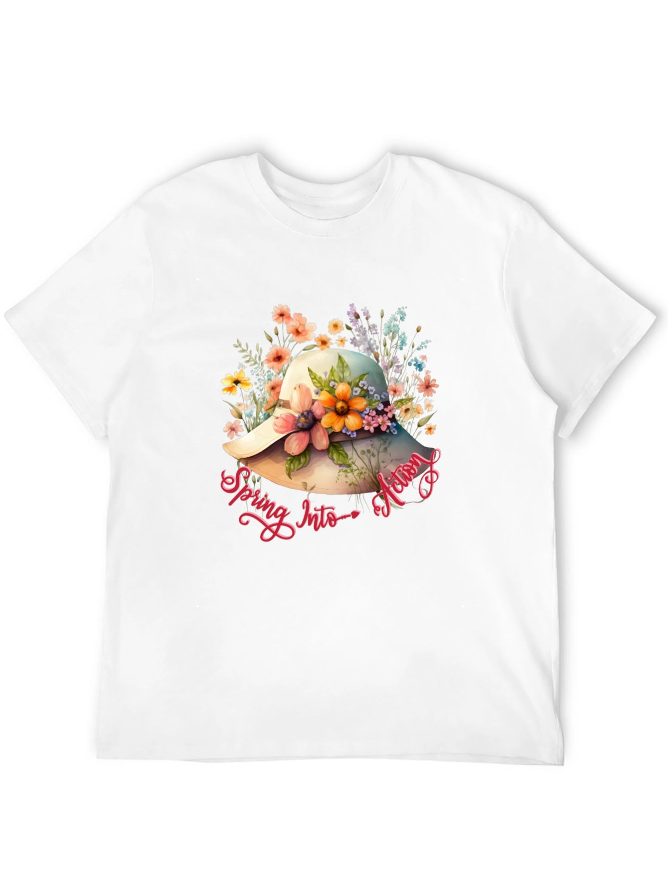 Floral Hat Spring Action T-Shirt