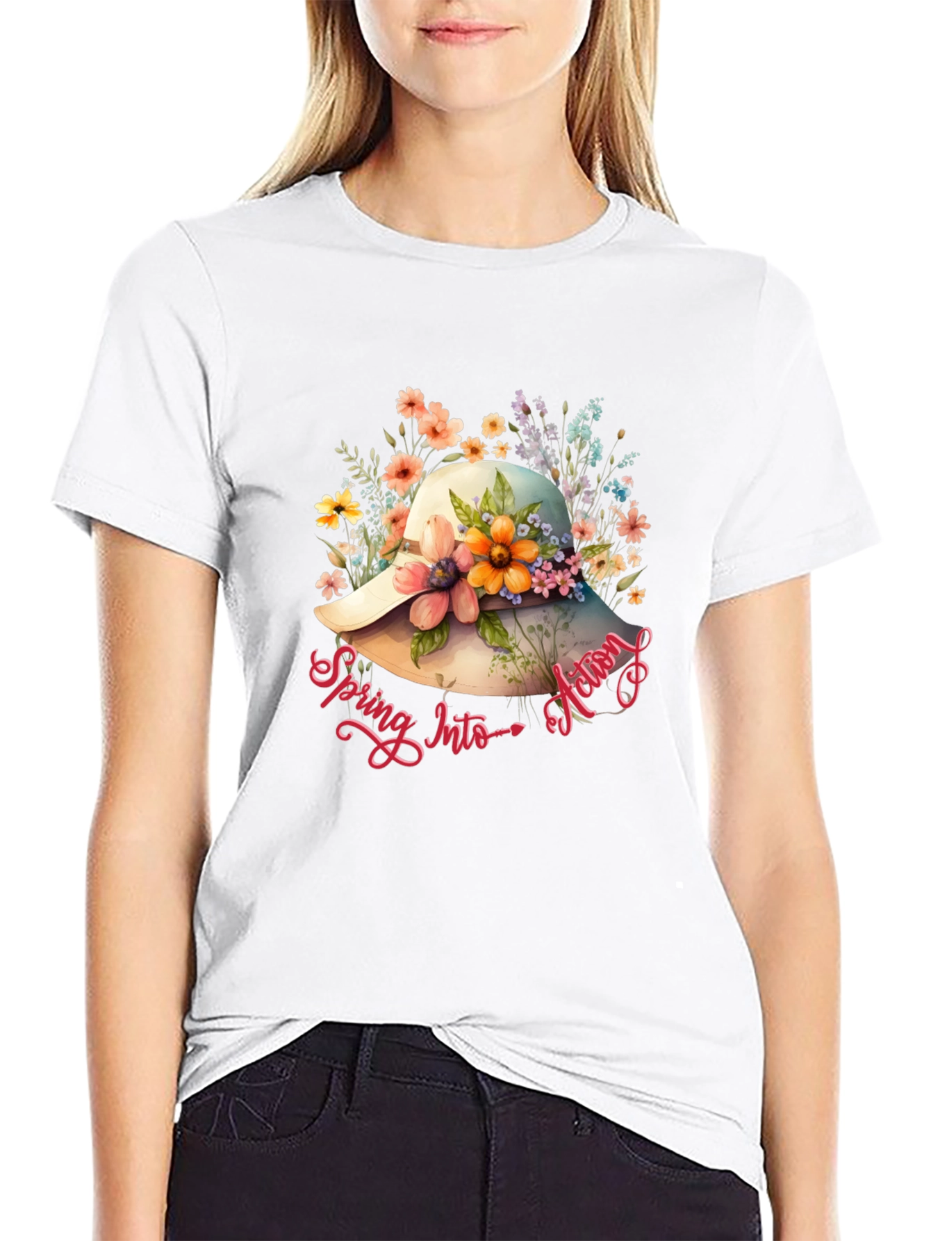 Floral Hat Spring Action T-Shirt