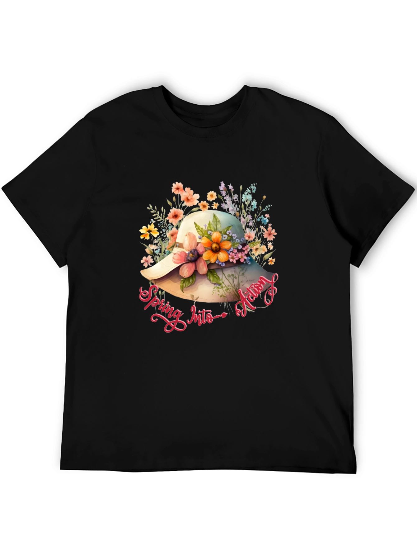 Floral Hat Spring Action T-Shirt