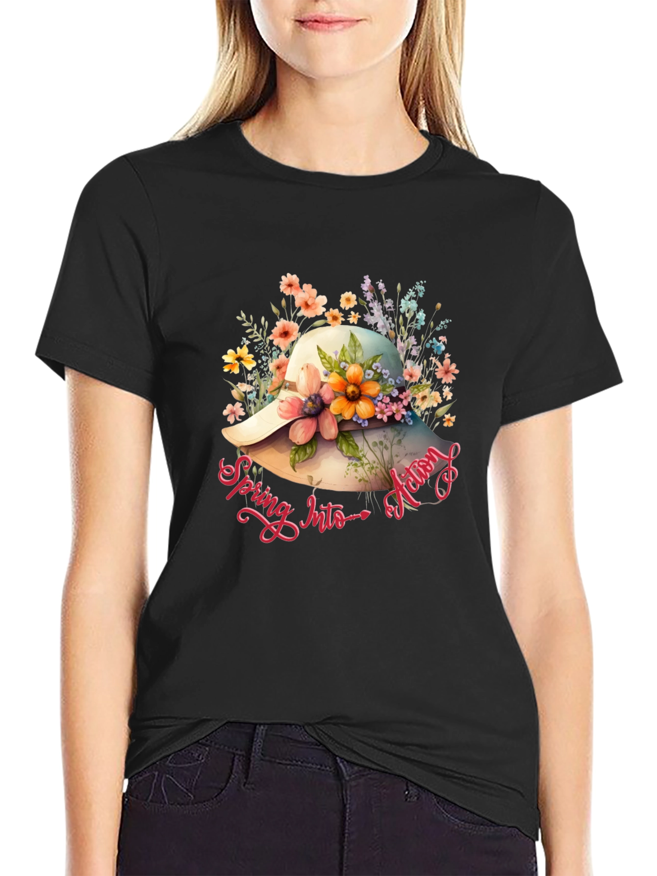 Floral Hat Spring Action T-Shirt
