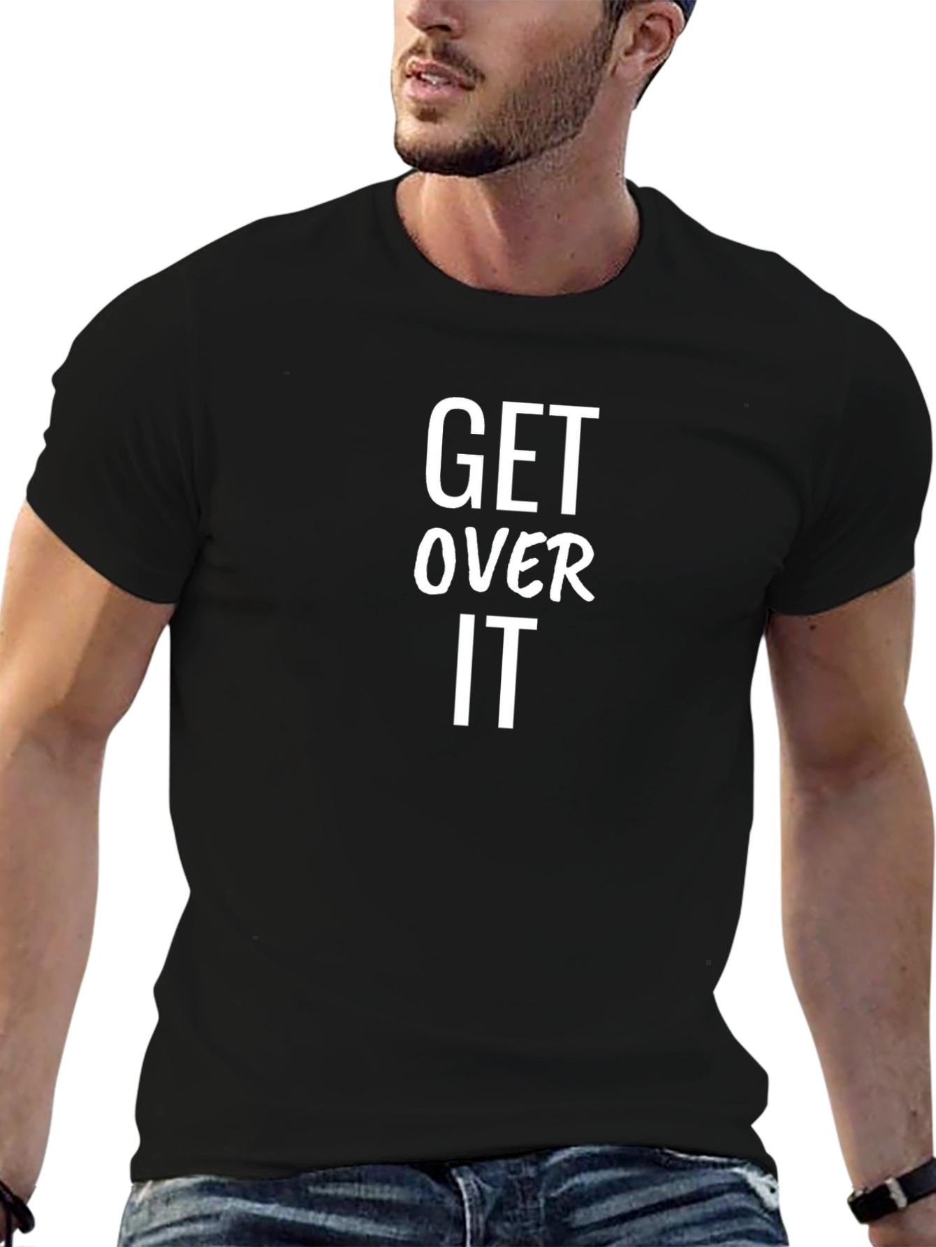 Get Over It Graphic Tee - Black Cotton T-Shirt
