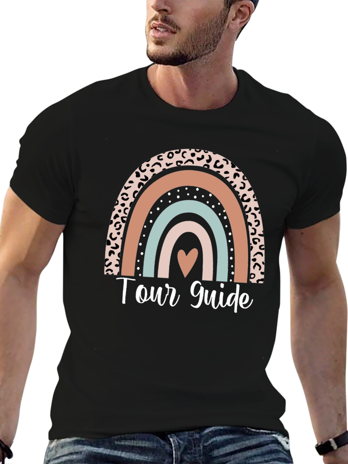 Tour Guide Leopard Rainbow Graphic Tee