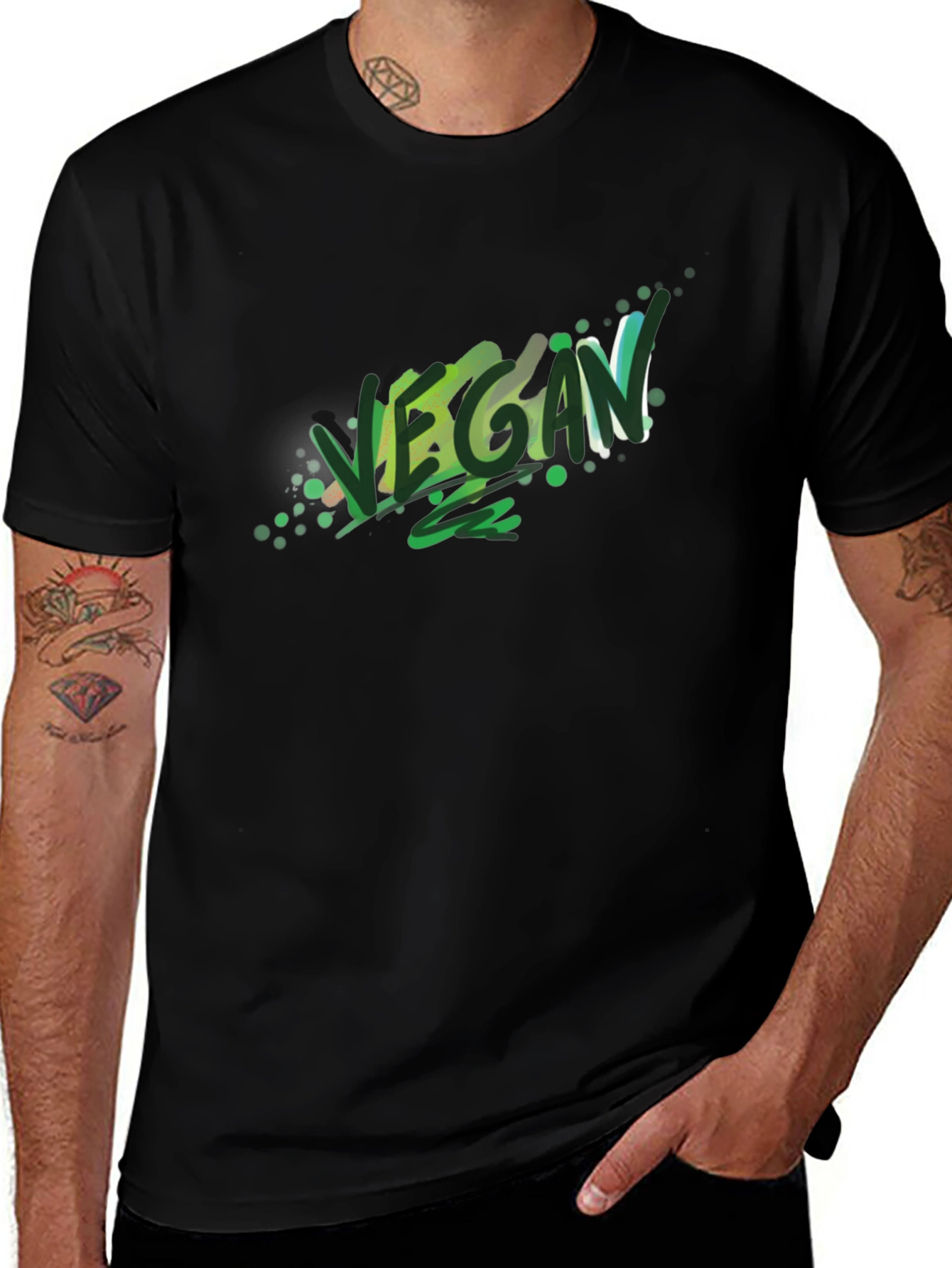Vegan Graphic Tee - Stylish Black T-Shirt