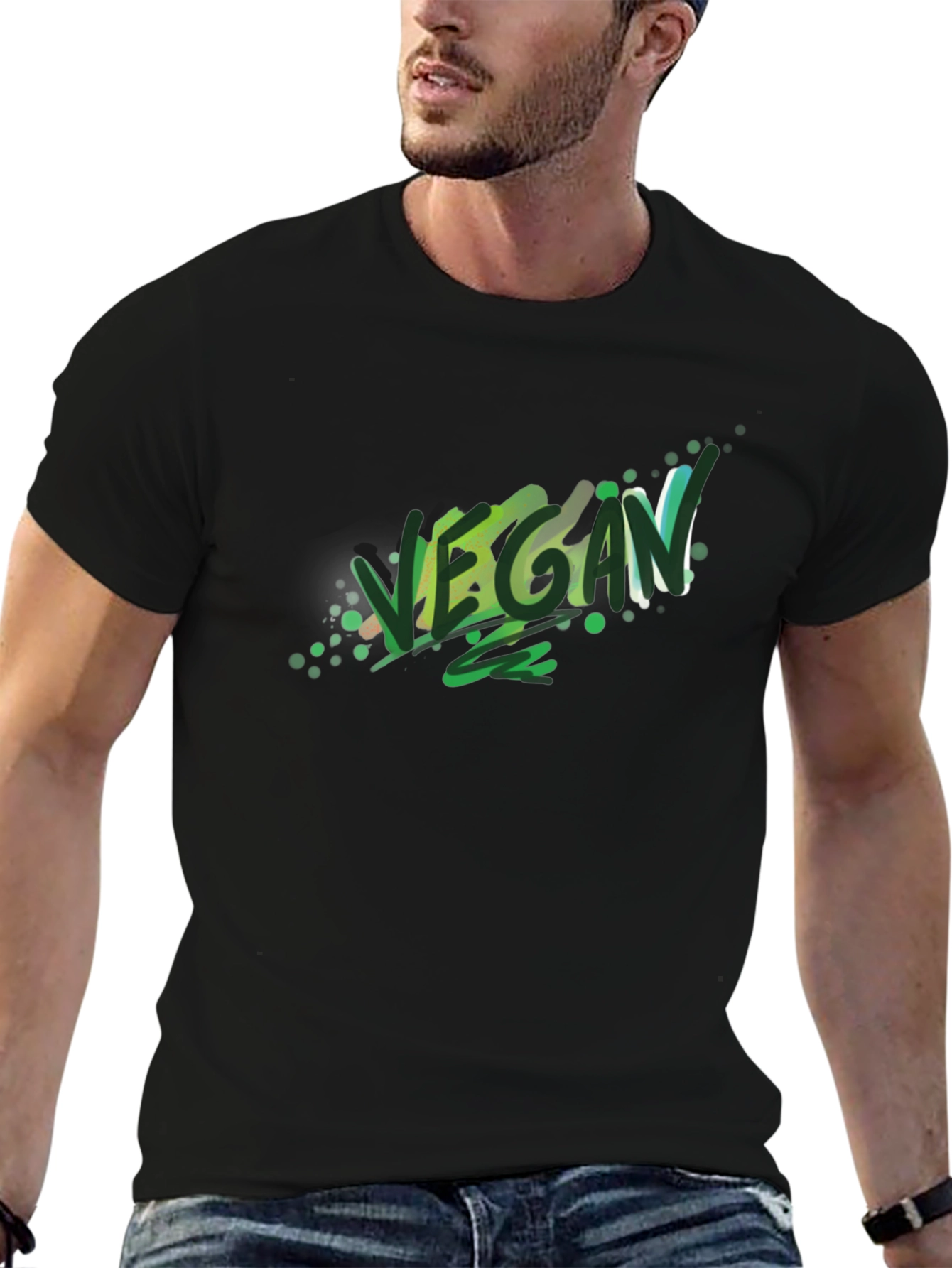 Vegan Graphic Tee - Stylish Black T-Shirt