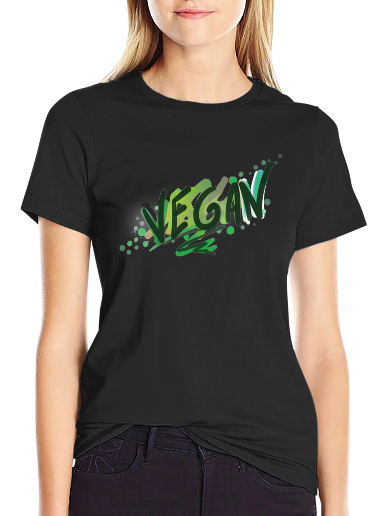 Vegan Graphic Tee - Stylish Black T-Shirt