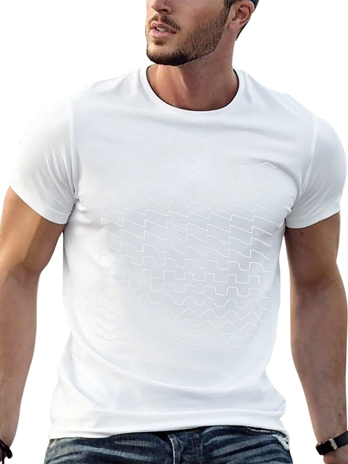 Modern Geometric Pattern Black T-Shirt