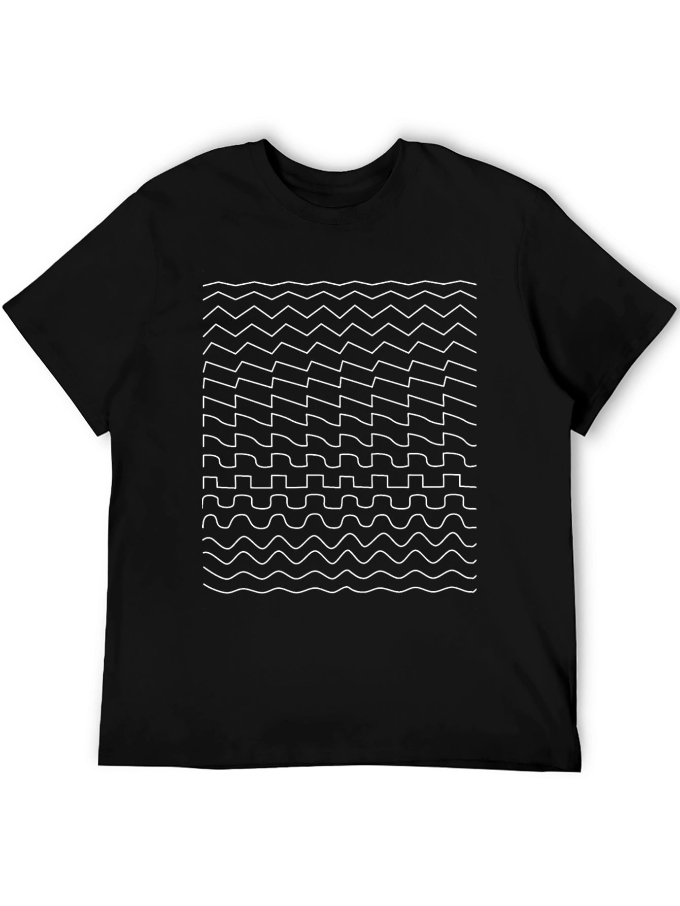 Modern Geometric Pattern Black T-Shirt