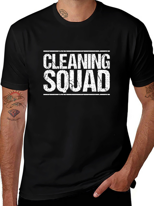 Cleaning Squad Graphic Tee - Black Crew Neck T-Shirt