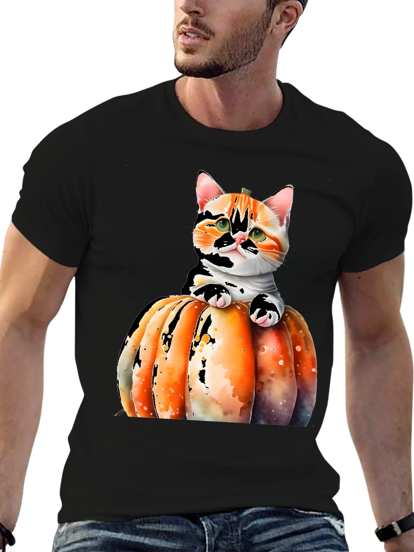 Cat Pumpkin T-Shirt - Cute Halloween Tee