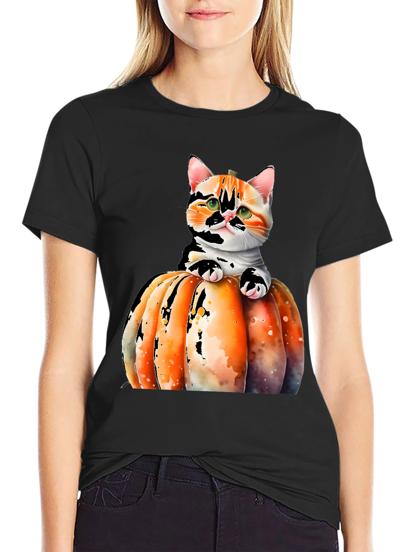 Cat Pumpkin T-Shirt - Cute Halloween Tee