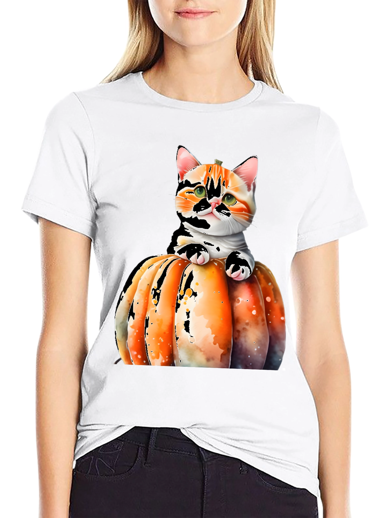 Cat Pumpkin T-Shirt - Cute Halloween Tee