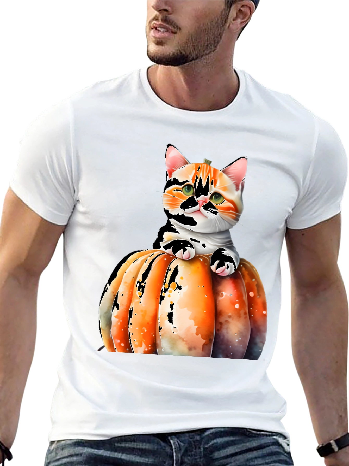 Cat Pumpkin T-Shirt - Cute Halloween Tee