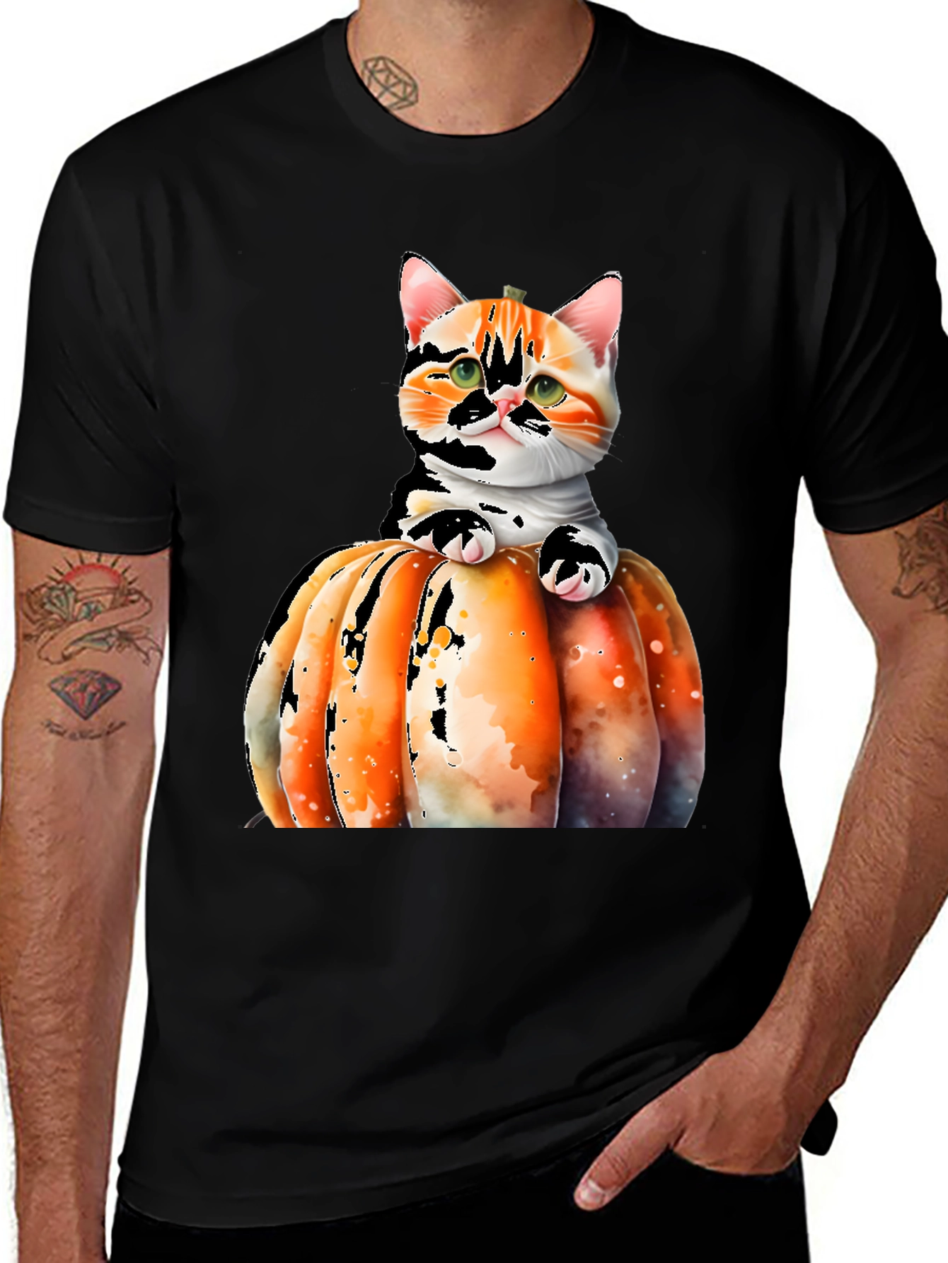 Cat Pumpkin T-Shirt - Cute Halloween Tee