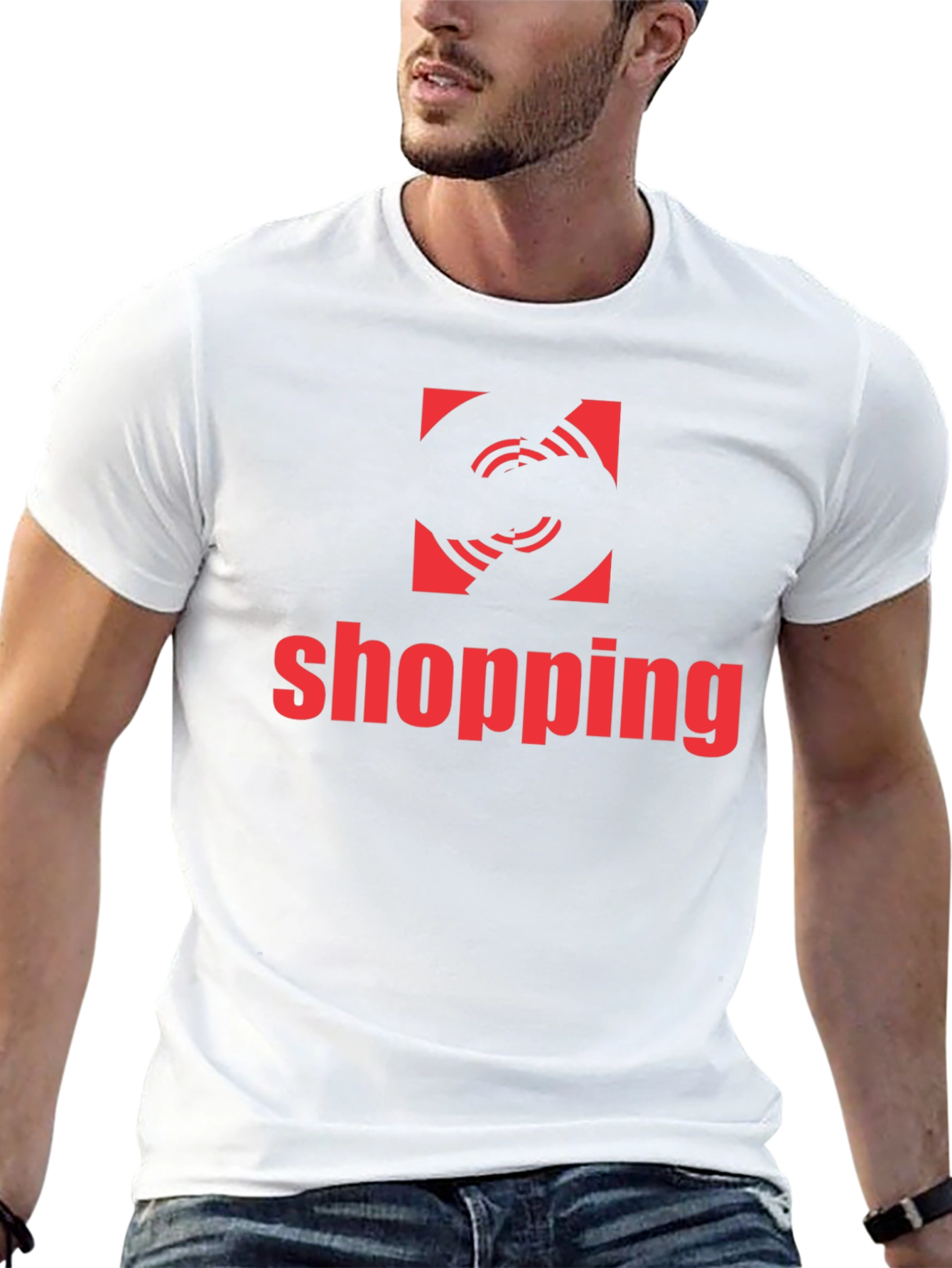 Shopping Graphic Tee - Cool Red Design