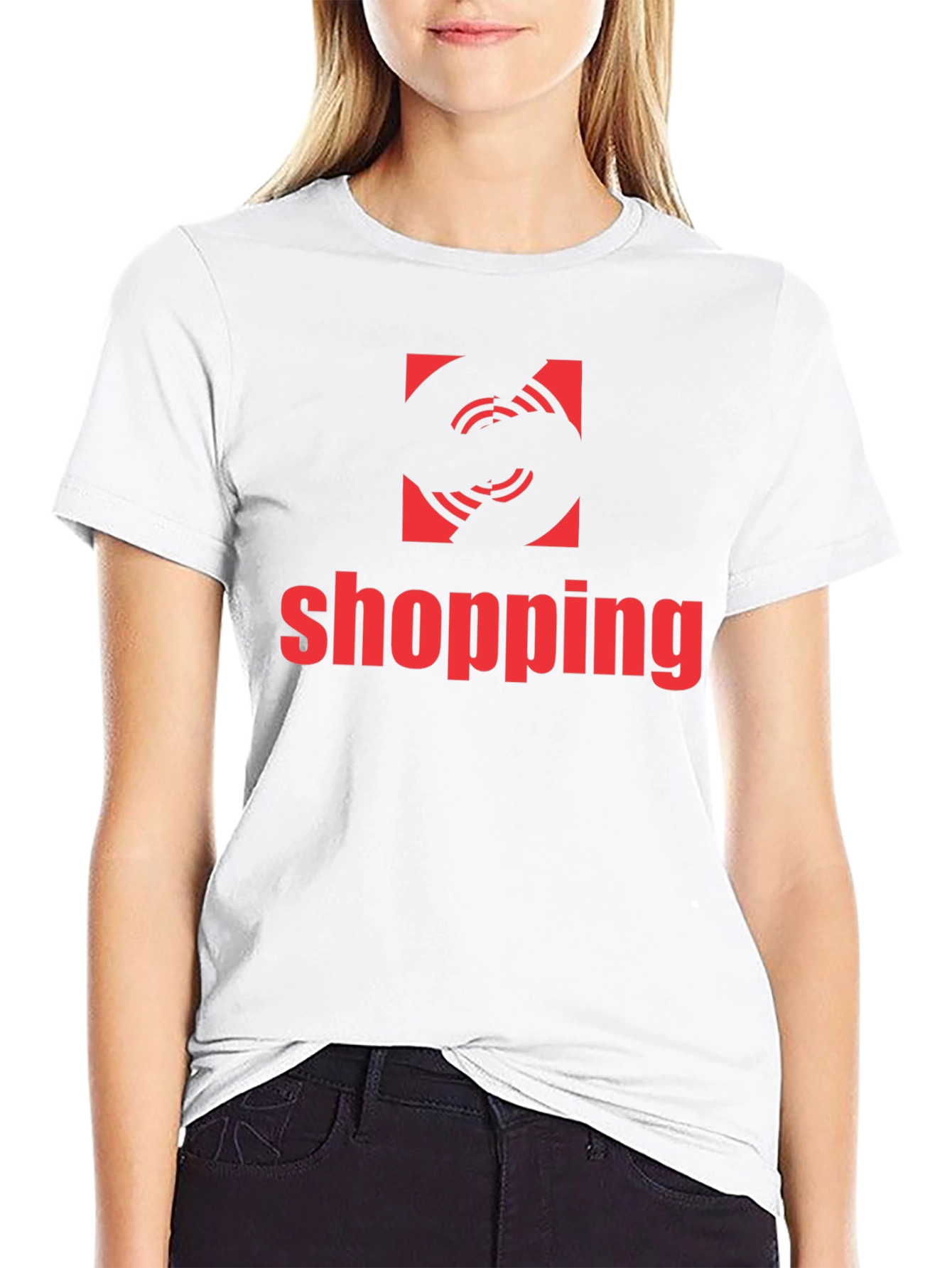 Shopping Graphic Tee - Cool Red Design