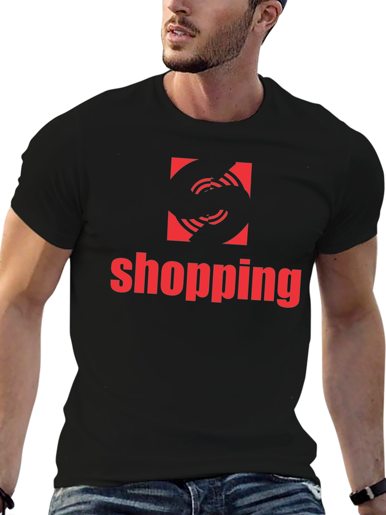 Shopping Graphic Tee - Cool Red Design