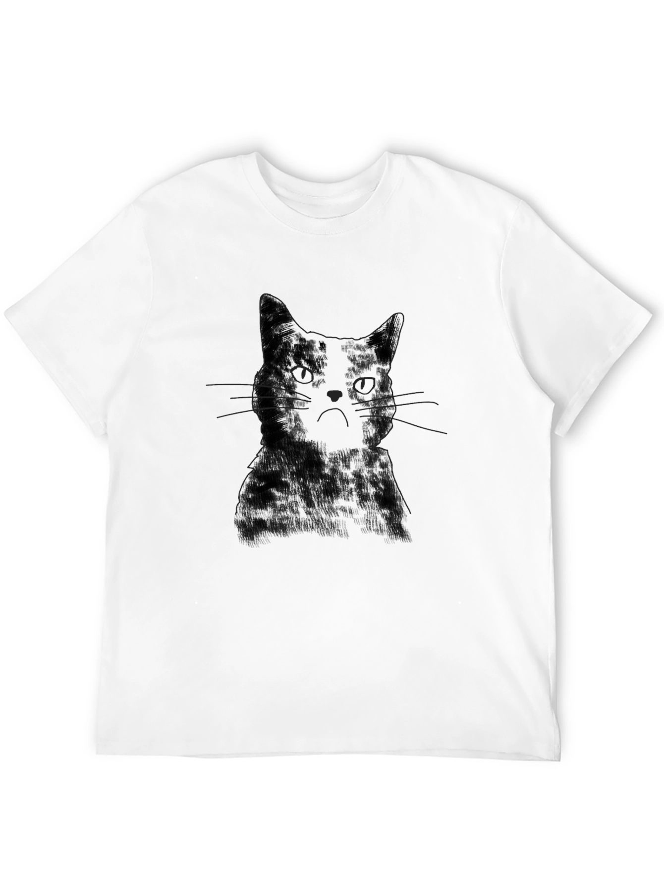 Mens Black Cat Portrait Graphic T-Shirt