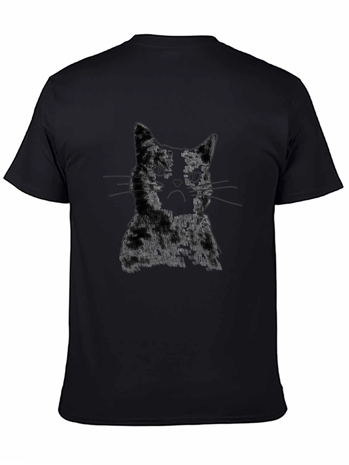 Mens Black Cat Portrait Graphic T-Shirt