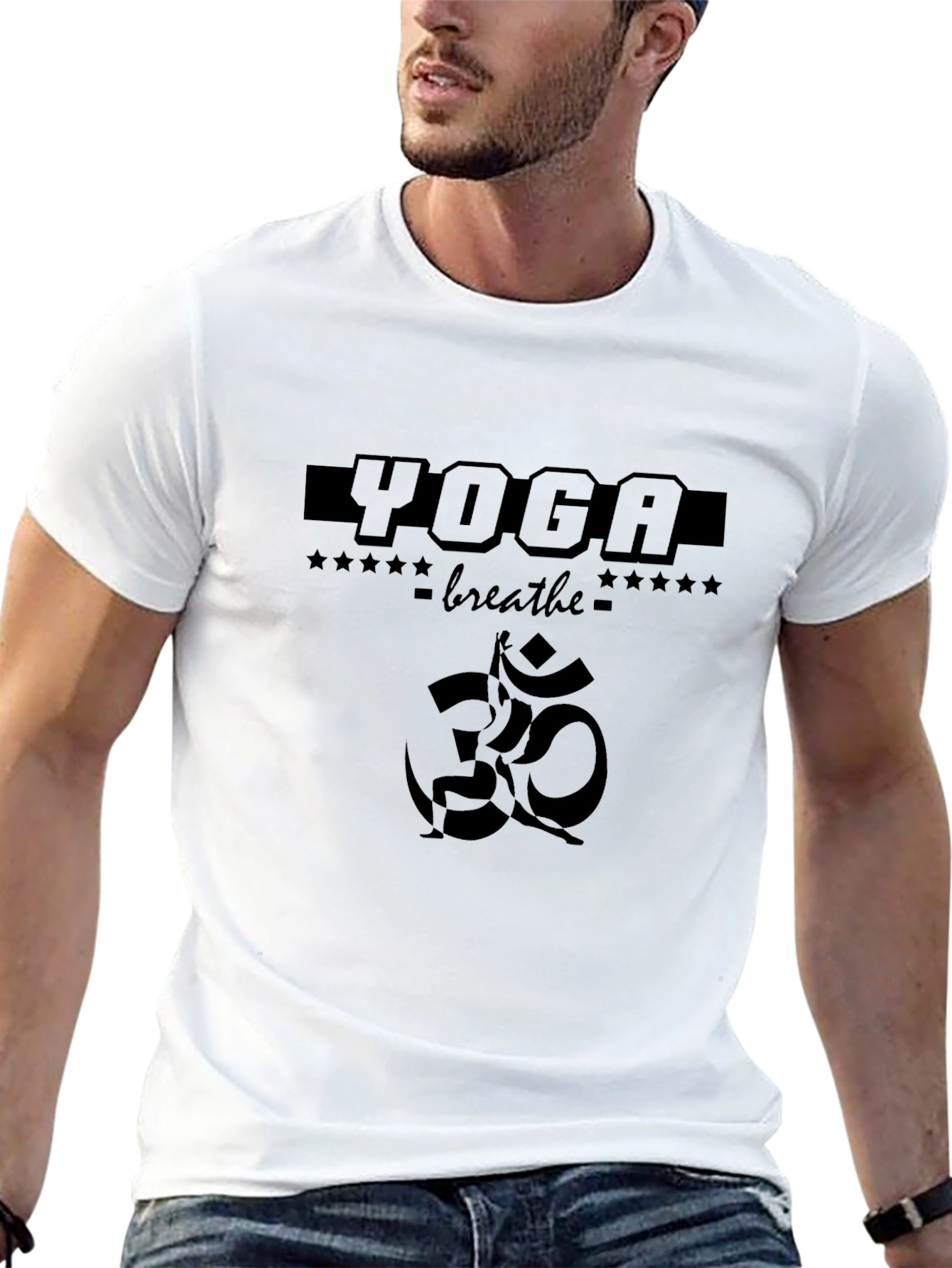 Yoga Breathe Graphic Tee - Black Cotton T-Shirt