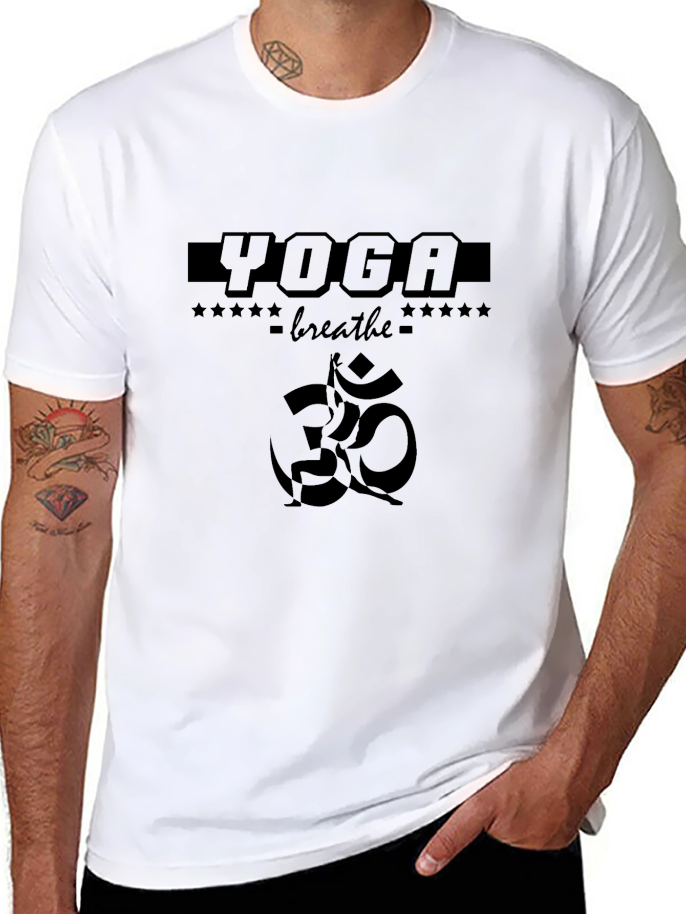 Yoga Breathe Graphic Tee - Black Cotton T-Shirt