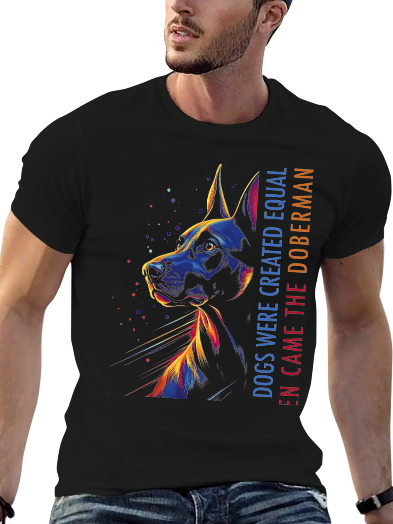 Doberman Dog Art Graphic Print T-Shirt