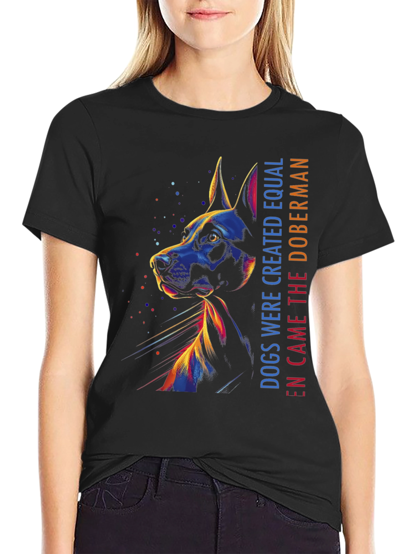 Doberman Dog Art Graphic Print T-Shirt