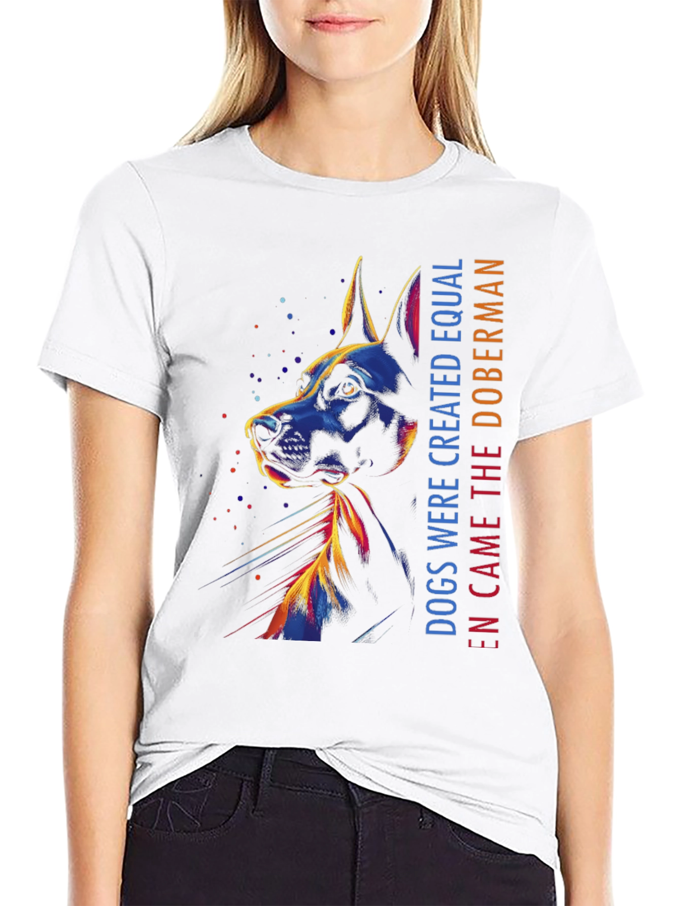 Doberman Dog Art Graphic Print T-Shirt