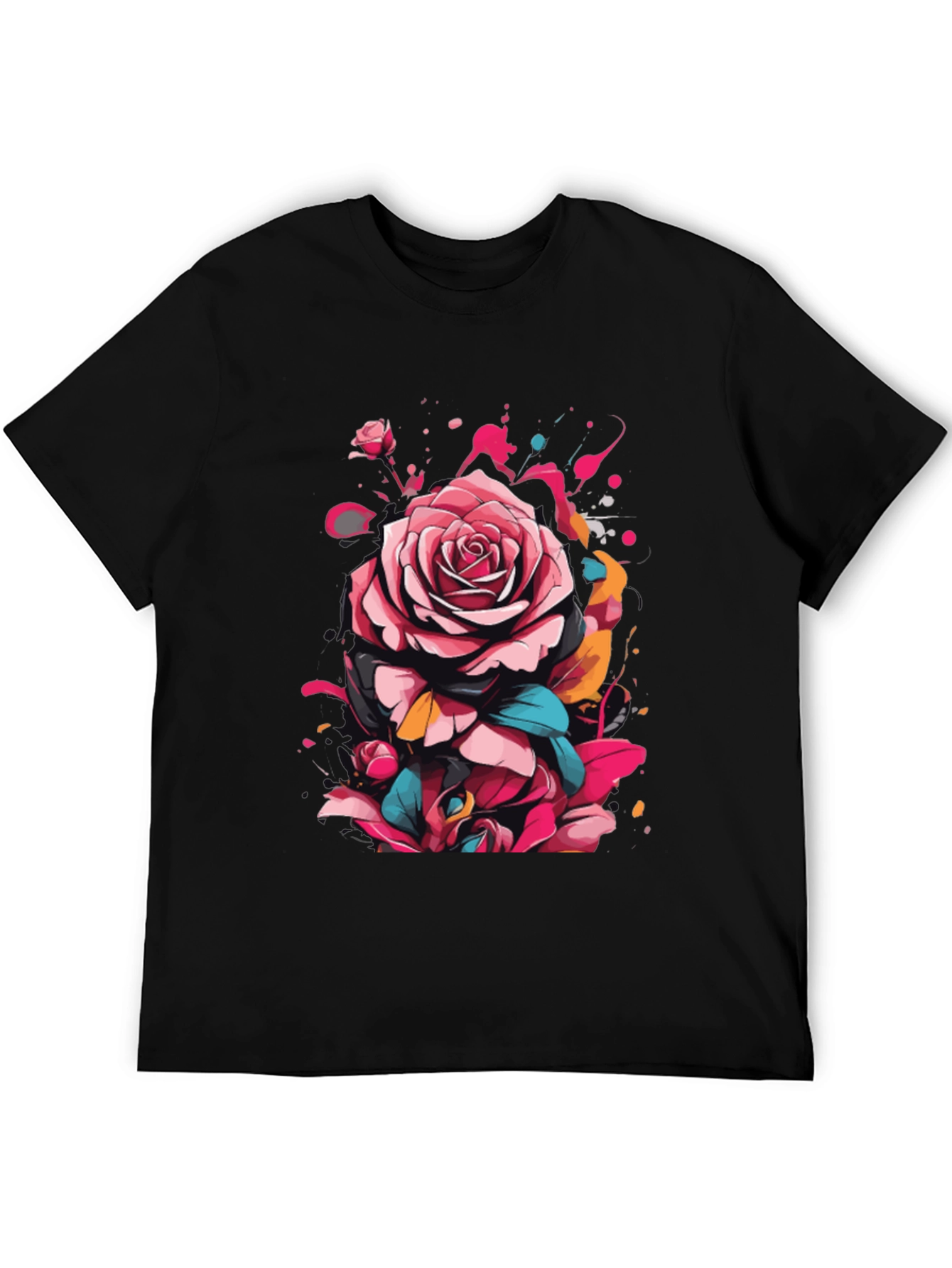 Floral Rose Graphic Tee - Abstract Art Shirt