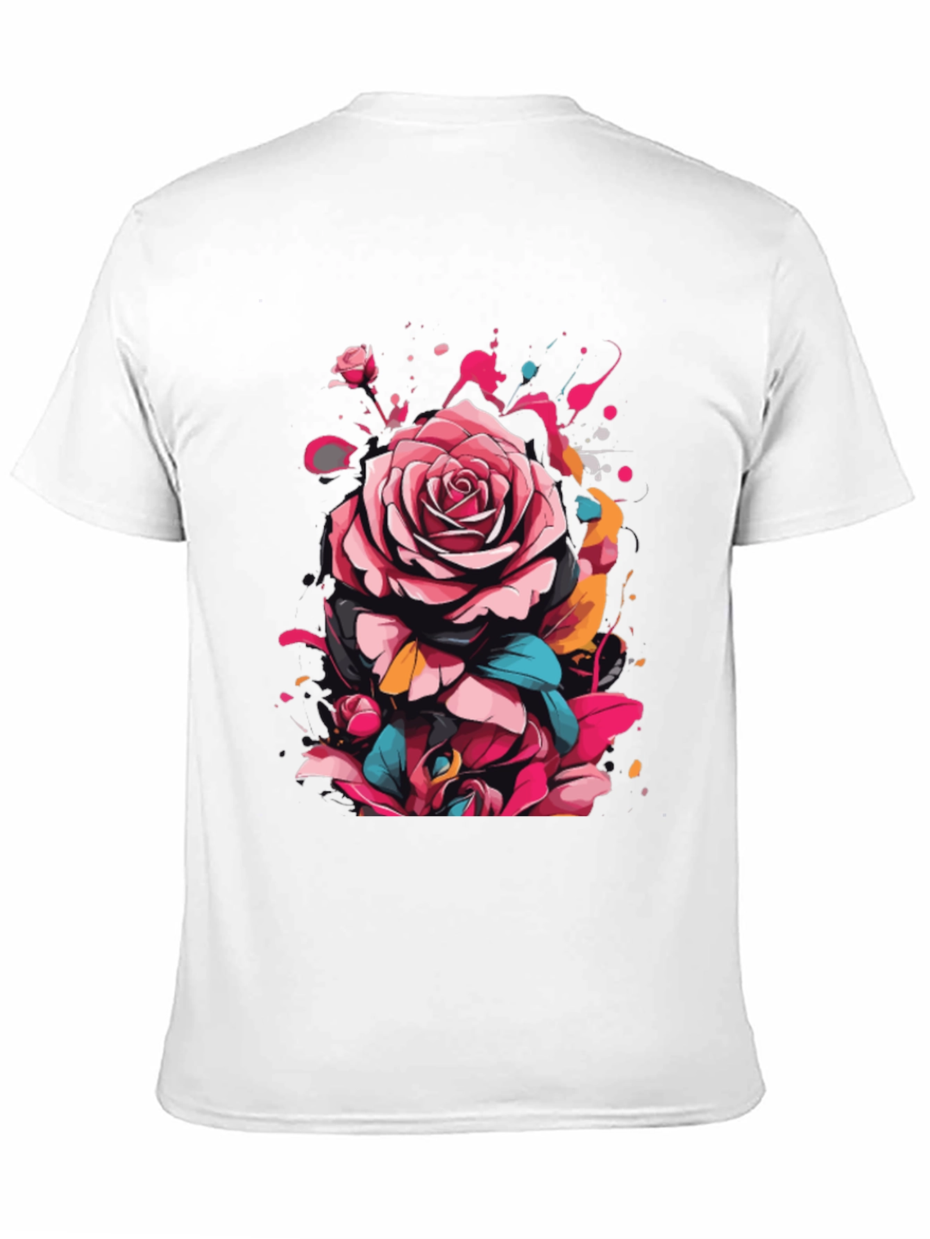 Floral Rose Graphic Tee - Abstract Art Shirt