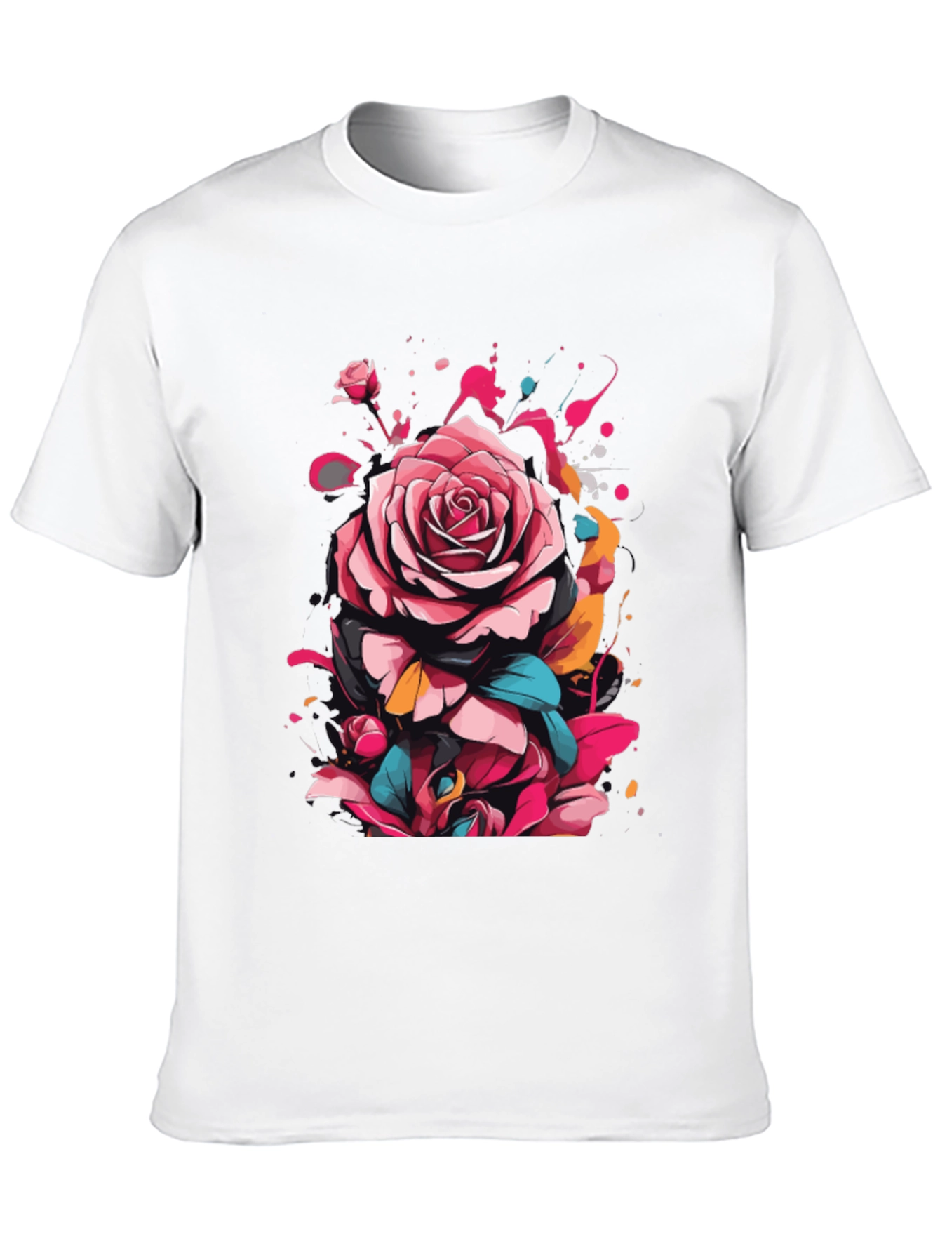 Floral Rose Graphic Tee - Abstract Art Shirt