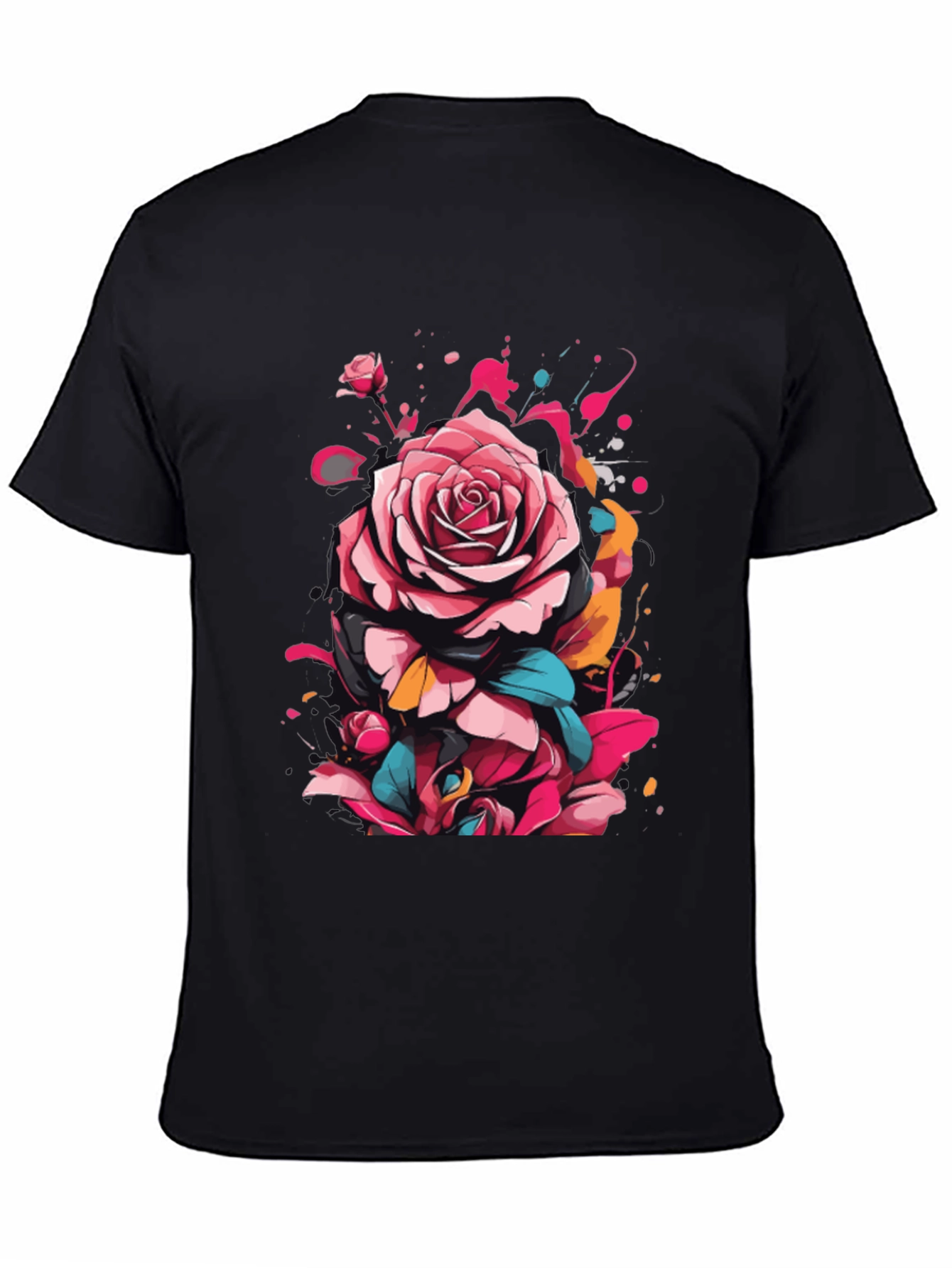 Floral Rose Graphic Tee - Abstract Art Shirt