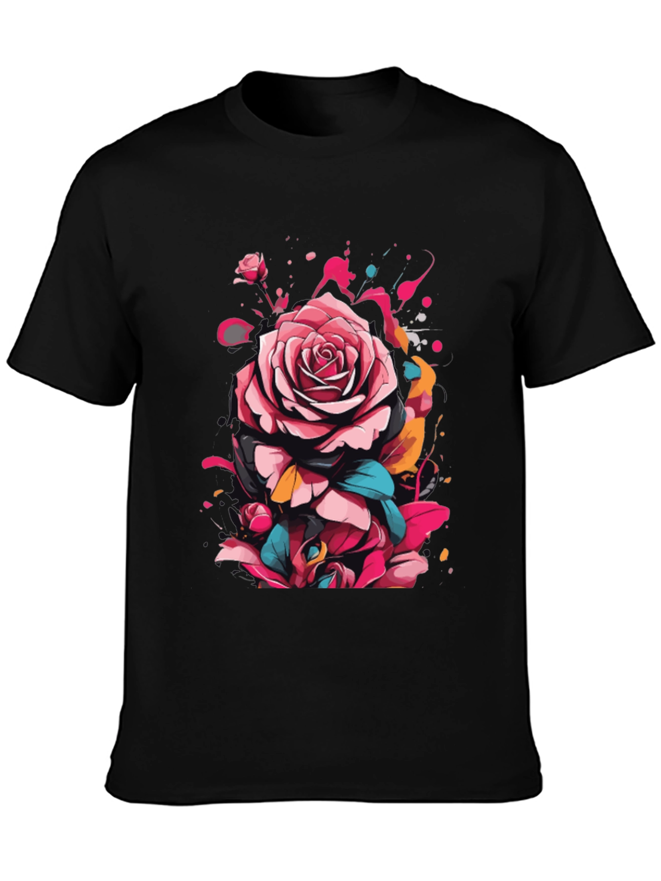 Floral Rose Graphic Tee - Abstract Art Shirt