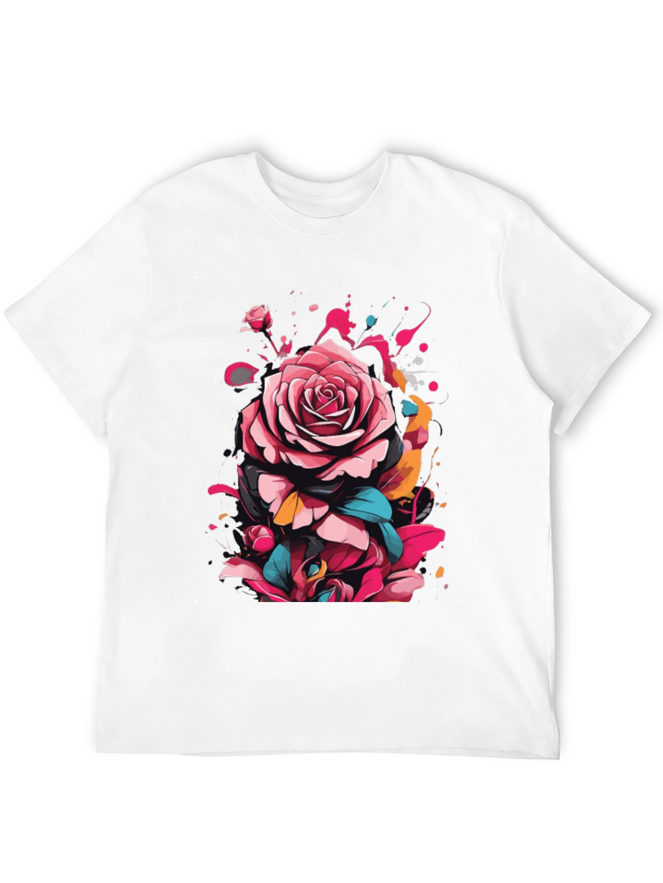 Floral Rose Graphic Tee - Abstract Art Shirt