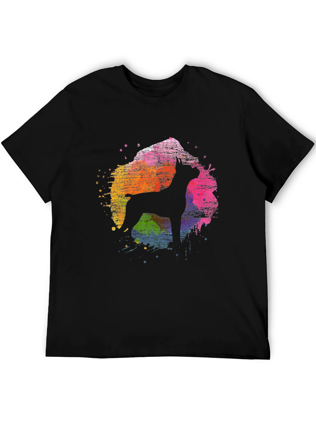 Dog Silhouette Splash T-Shirt - Black
