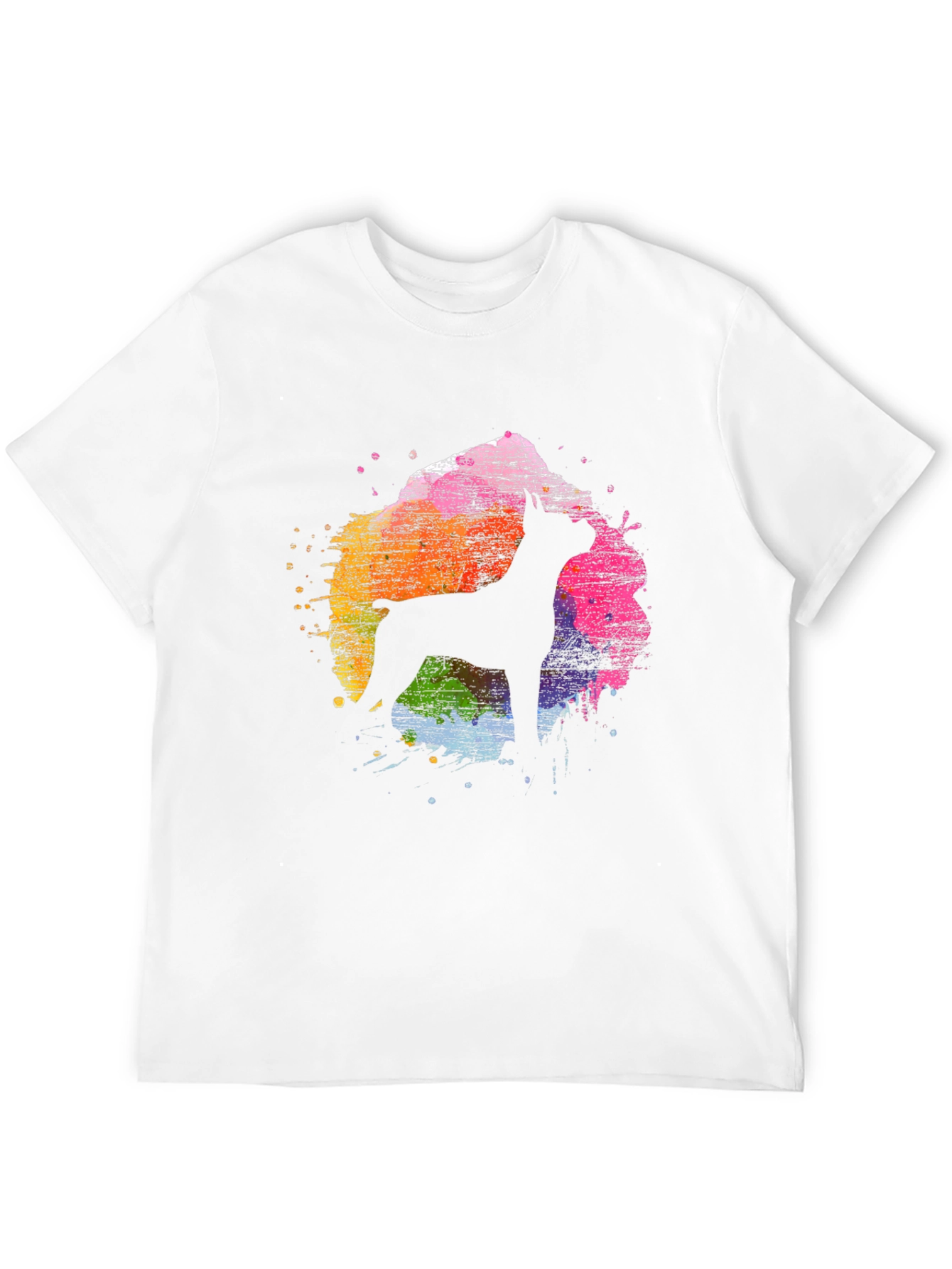 Dog Silhouette Splash T-Shirt - Black